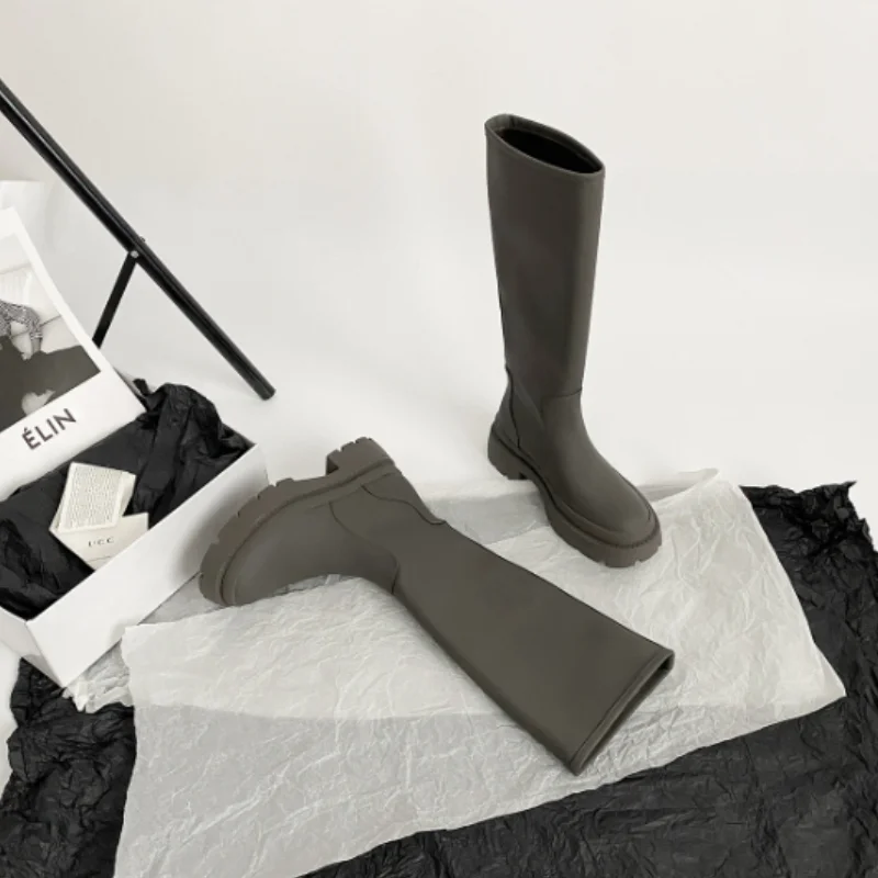 Designer Knee High Boots Casual Women's Shoes 2023 Winter New Middle Heel Goth Chelsea Boots Gladiator Thick Fashionable Boots