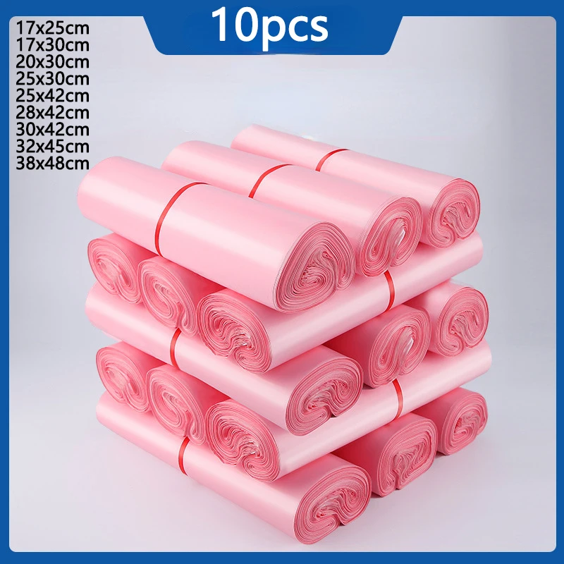 

Courier Bags 10pc Pink Storage Bag Plastic Poly Shipping Envelope Mailing Bags Self Adhesive Seal Plastic Pouch Makeup Package