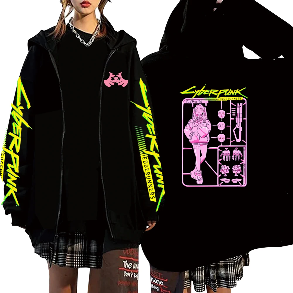 

Cyberpunk Edgerunners Rebecca Anime Zipper Hoodie Y2K