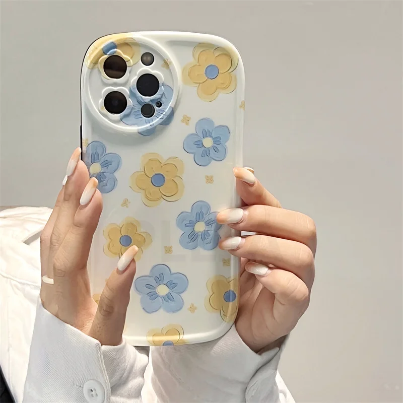 Милый чехол для телефона с рисунком цветов маслом iPhone 11 12 13 Pro Max X XR XS мягкий