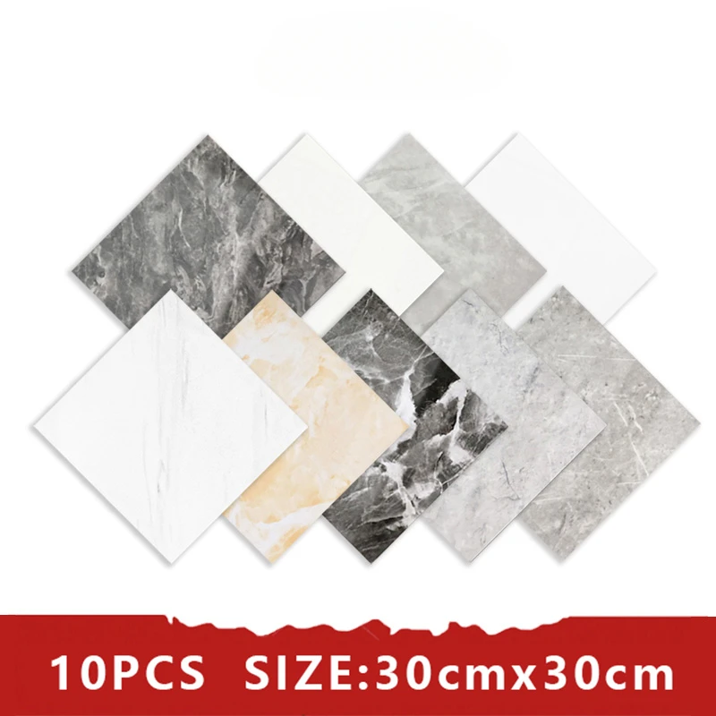 

10PCS Wall Sticker Thick Self Adhesive Tiles Floor Stickers Marble Bathroom Ground Waterproof Wallpapers PVC Furniture Room