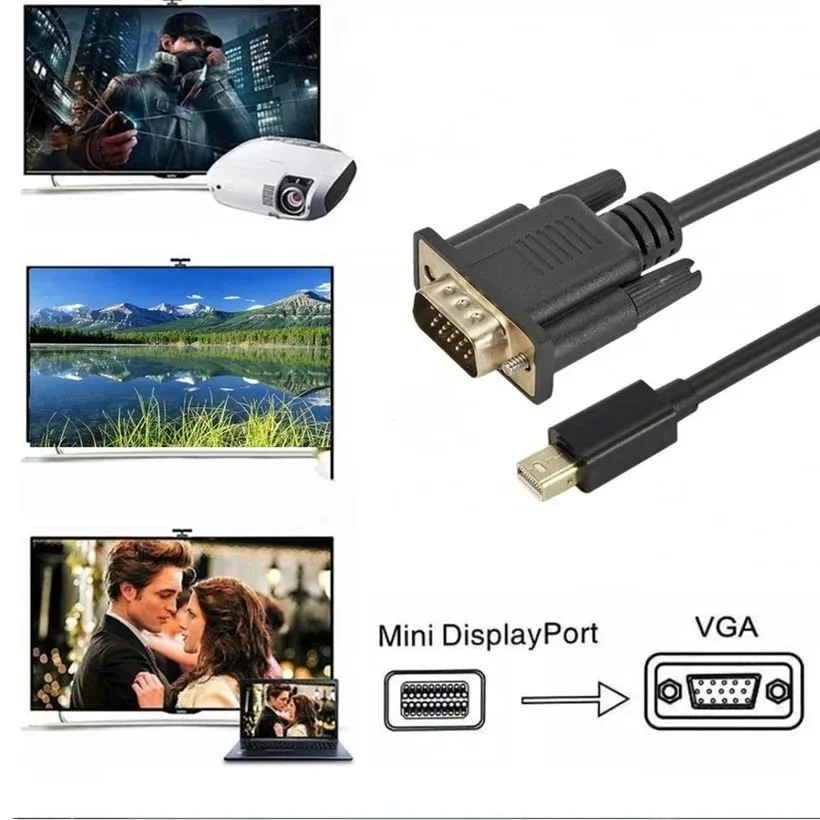 Кабель 1 8 м 1080P Mini DP к VGA Thunderbolt DisplayPort