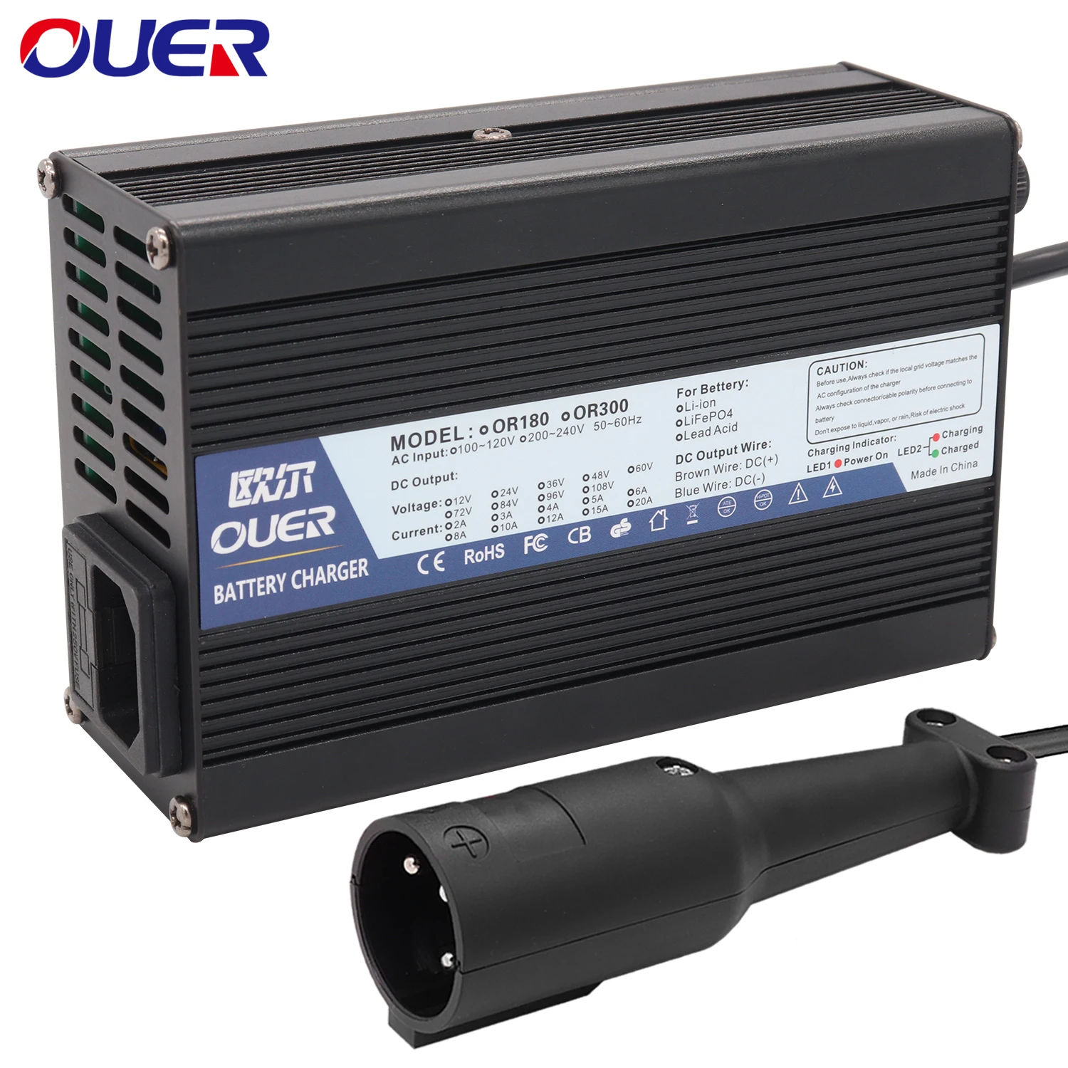 

58.4V 4A Golf Charger LiFePO4 Battery Smart Charger Used for 16S 48V 51.2V LiFePO4 Battery Global Certification