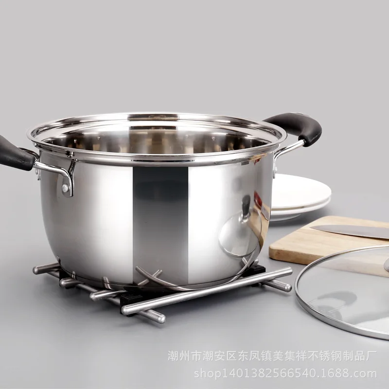 

1pcs Stainless Steel Pot 1.5L-4L Double Bottom Soup Pot Nonmagnetic Cooking Multi-purpose Cookware Non-stick Pan General Use
