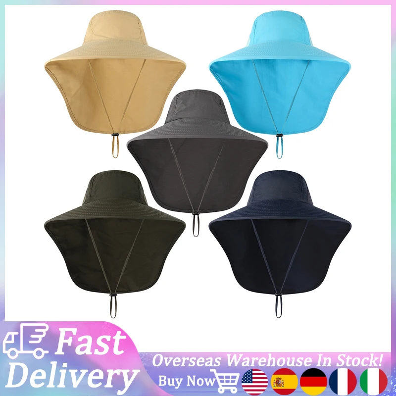 

Fishing Cap Wide Brim Sun Hat with Neck Flap Lightweight Nylon Cap Quick Drying Hat for Outdoor Travel Camping Hiking Boating