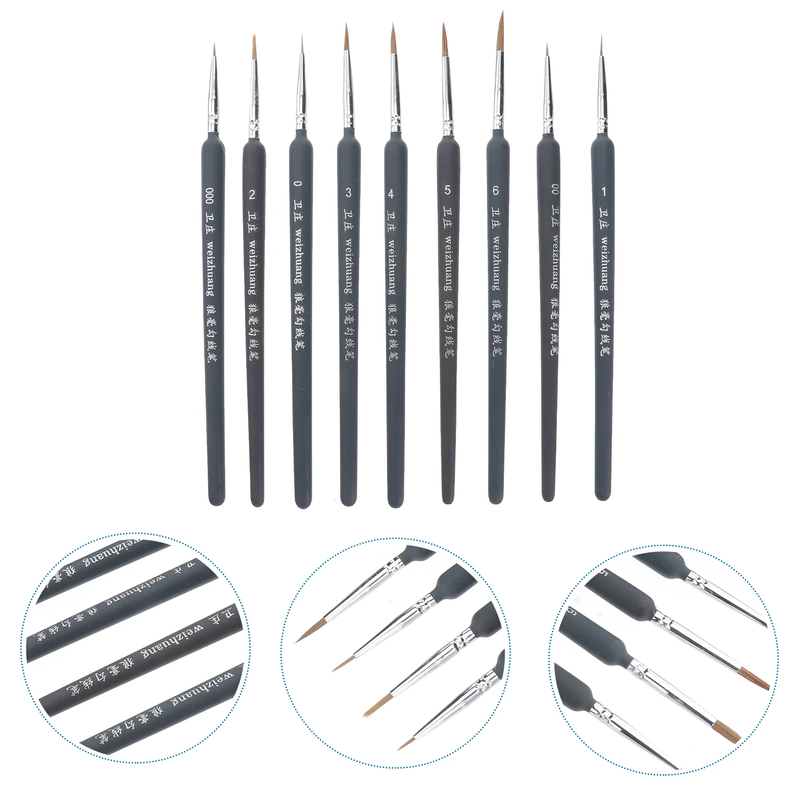 

9pcs Detail Brush Set Fine Liner Detailing Painting Pens Brushes for Watercolor Oil Models Airplane Nail Accessories