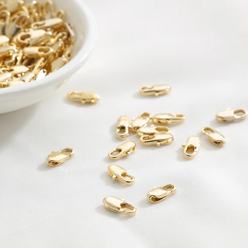 

10Pcs Brass 18K Gold Plated Flat Rectangular Lobster Clasp Fasteners Clasps For DIY Bracelet Necklace Jewelry Making Findings