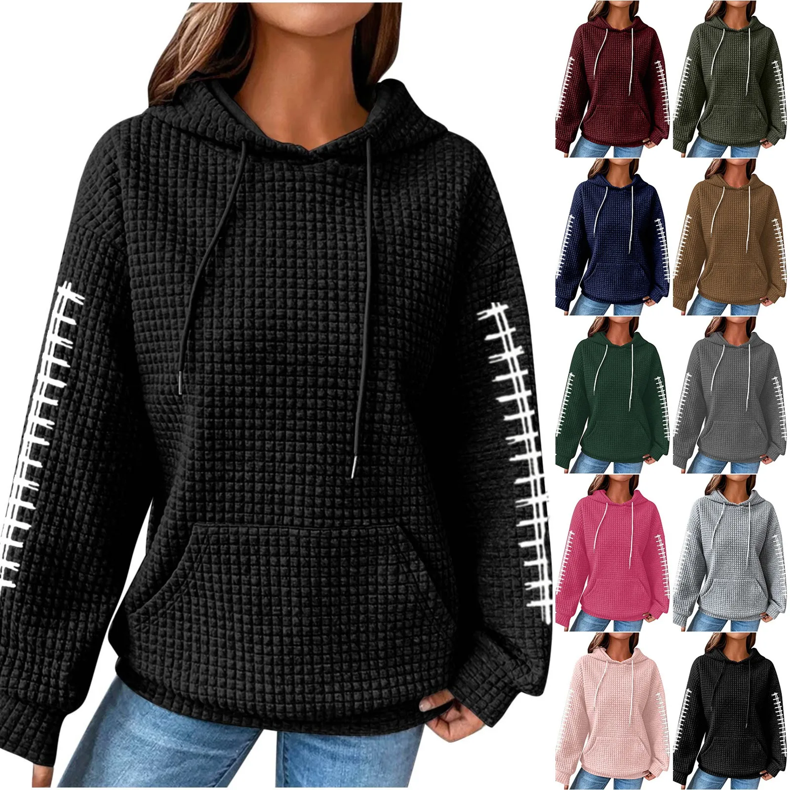 

Толстовка Женская для футбола, свитшот для американского футбола, пуловер, толстовки с длинным рукавом, повседневные женские толстовки для колледжа и футбола