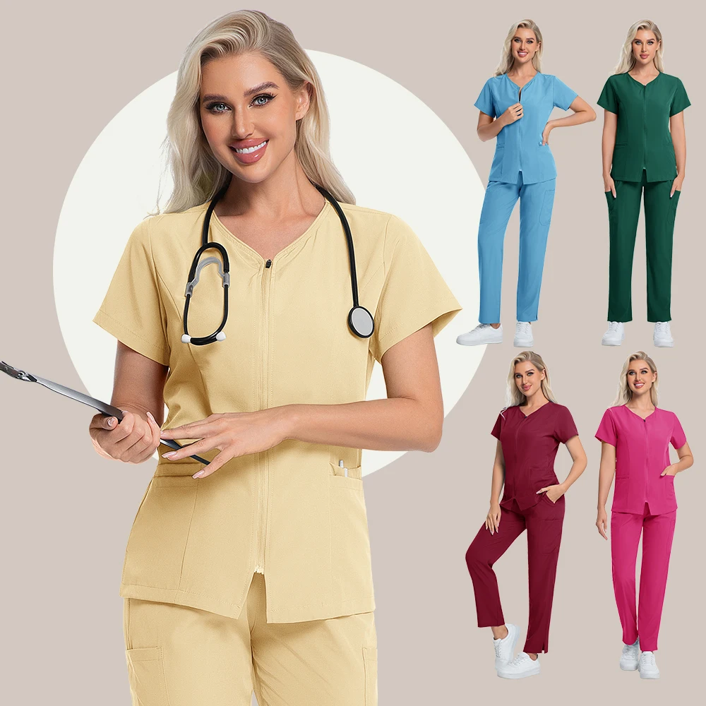 Фото Многоцветная одежда для операционной для кормления, медицинская униформа, женский скраб для медсестры, топ, костюм из 2 предметов, рабочая одежда для салона красоты №1