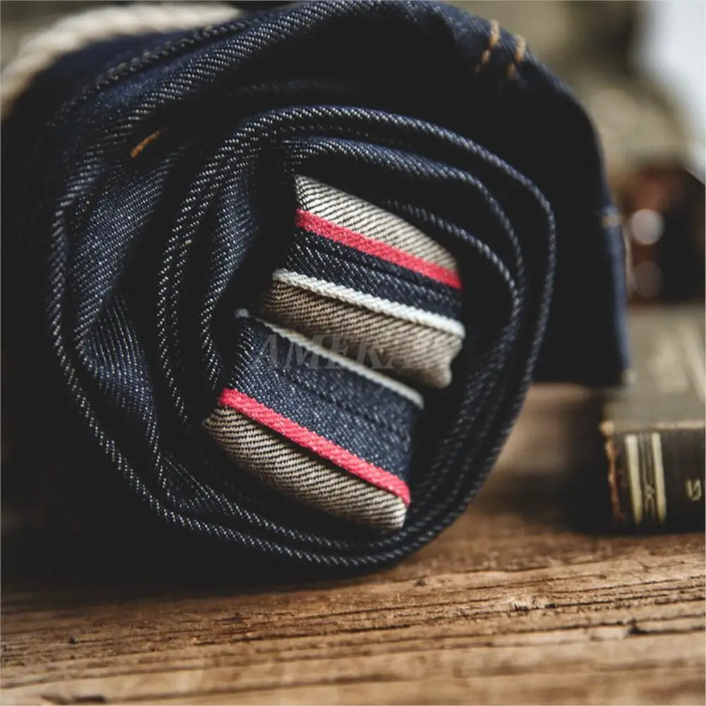 2023 Trend Workwear Men's Blue Straight Jeans Disposable Raw Woven Casual Oversize Denim Jean Amekaji Cotton Cargo Denim Pants