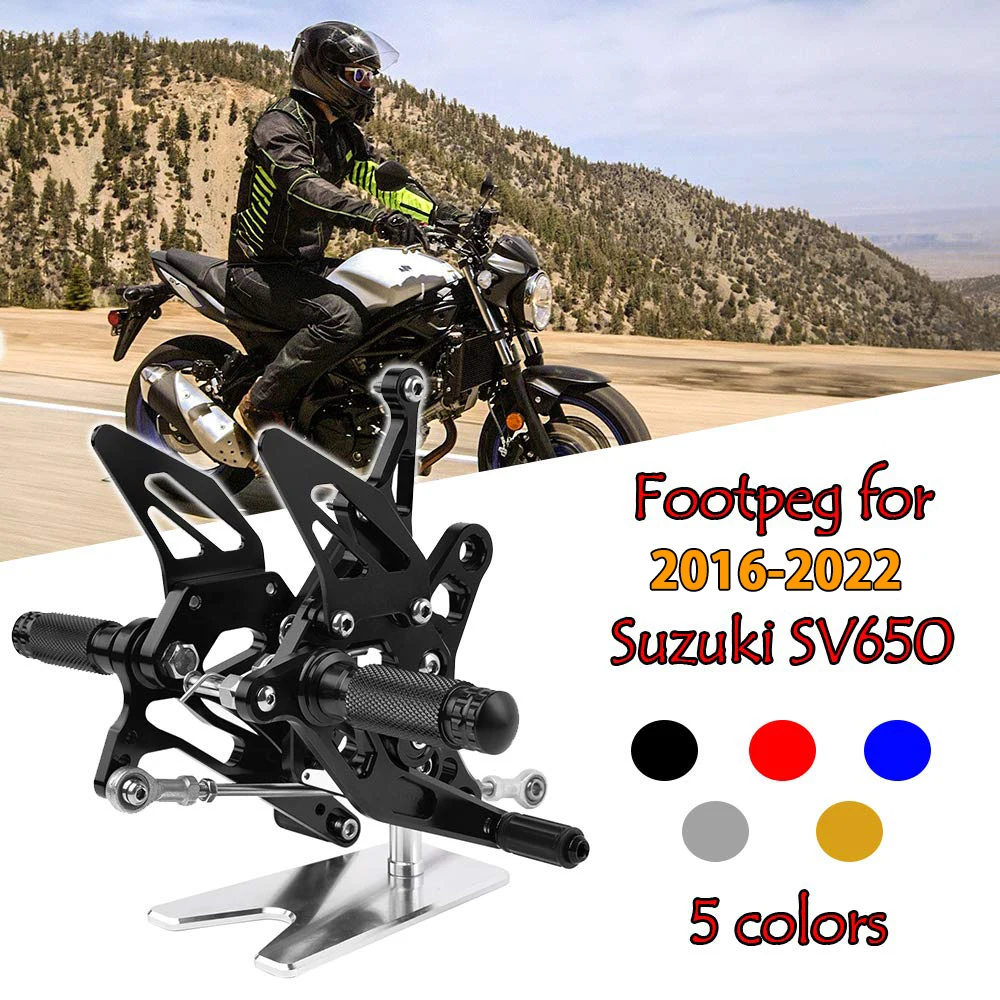 CNC Motorcycle Adjustable Rearsets Rear Set Foot Peg Footrest Pedal For 2016 2017 2018 2019 2020 2022 Suzuki SV650 SV650S SV650X
