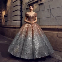 luxury elegant evening dress classic vintage gradient sequin off shoulder quinceanera dresses palace fantasy prom dress