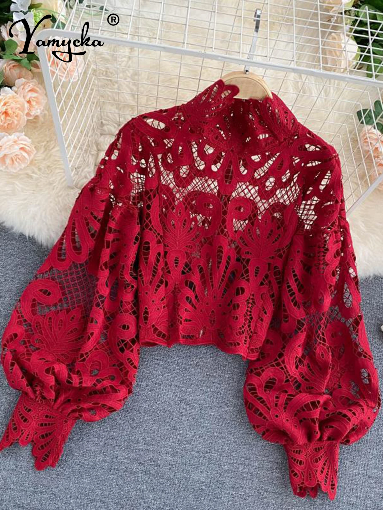 Сексуальный красный черный прозрачный кружевной укороченный топ футболка