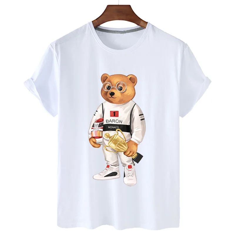 

100% Cotton Champion Bear Basic T-shirt Summer T-shirt Women's Short Sleeve O-neck T-shirt Unisex Plus Size Women's T-shirt 4XL