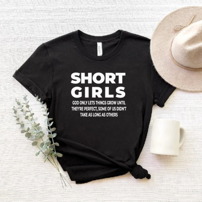

Short Girls T-shirt, Funny Saying, God Only Lets Things Grow, Gift Idea, Ladies Women Gift Teen Girls Top Lady Shirt y2k top