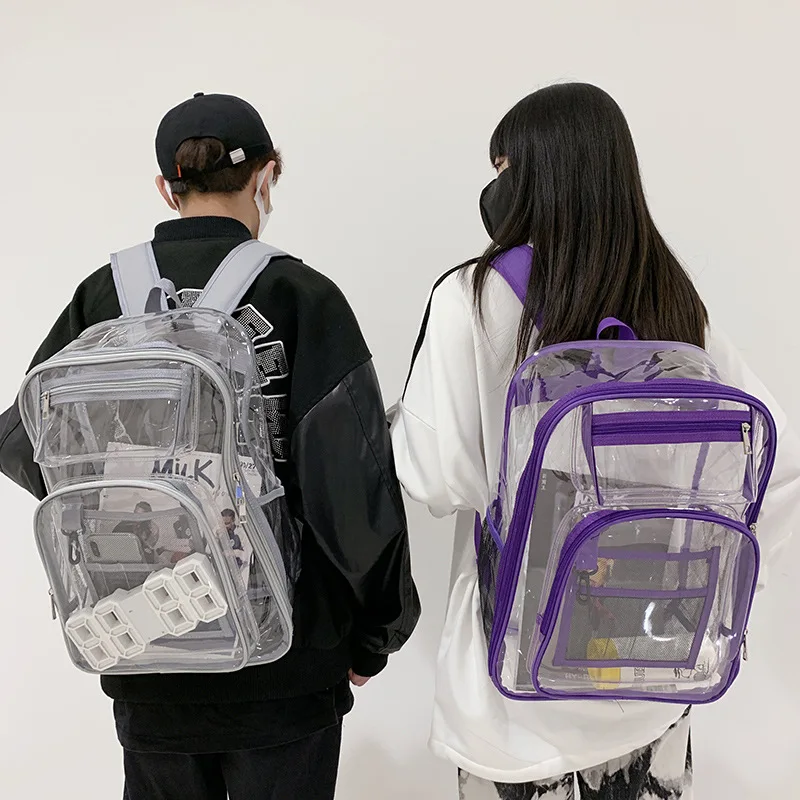 

Large Capacity Men Women PVC Transparent Backpack School Bag For Boys Girls Unisex Fashion Bagback For Travel