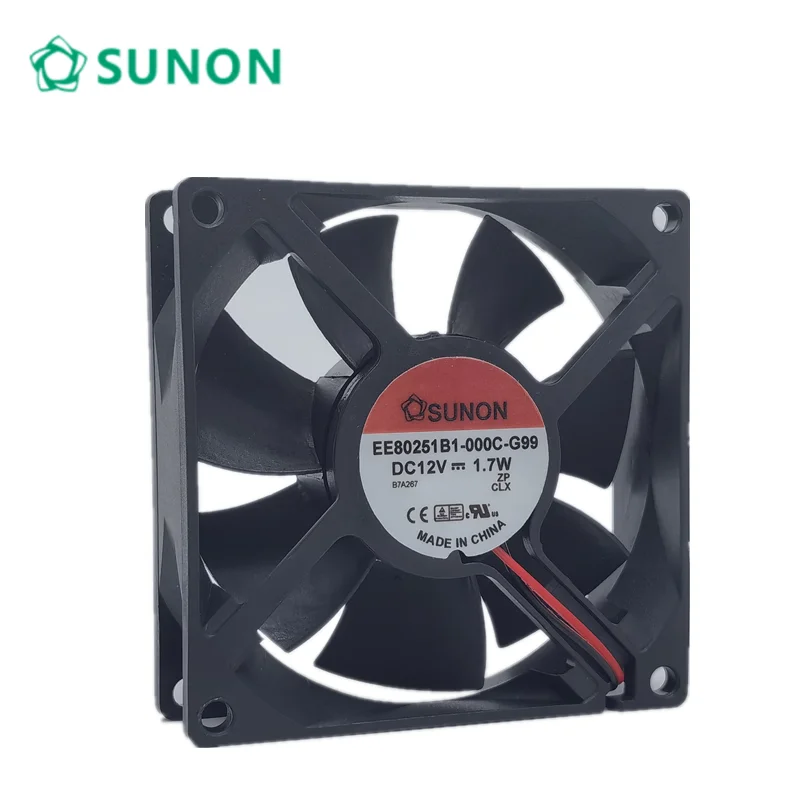 Фото EE80251B1-000C-G99 8025 80мм 8см DC 12В 1.7Вт Бесшумный шариковый бесщеточный вентилятор охлаждения 80X80X25мм №1