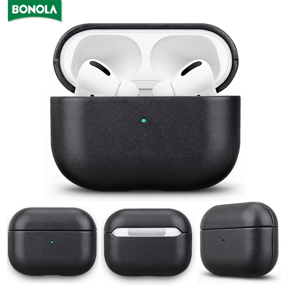 Bonola-快適なイタリアの革製ケース,保護ケース,Apple Airpods 3/2,触覚
