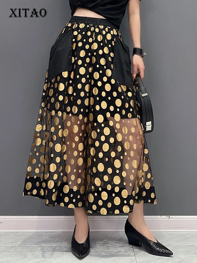 

XITAO Gauze Solid Pants Women Korea 2023 Summer New Arrival Personality Fashion Loose Elastic Waist Wide Leg Pants HQQ1367