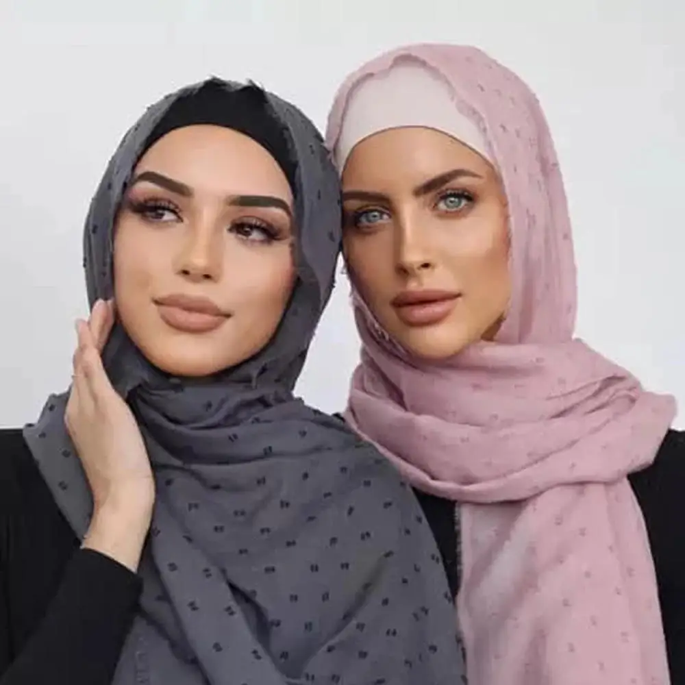 

2022 Pom COTTON Hijab Scarf Plain Soft Ball Shawls Muslim Scarves Headscarf Solid Color Wraps Turbans Headband Scarves 20 Color