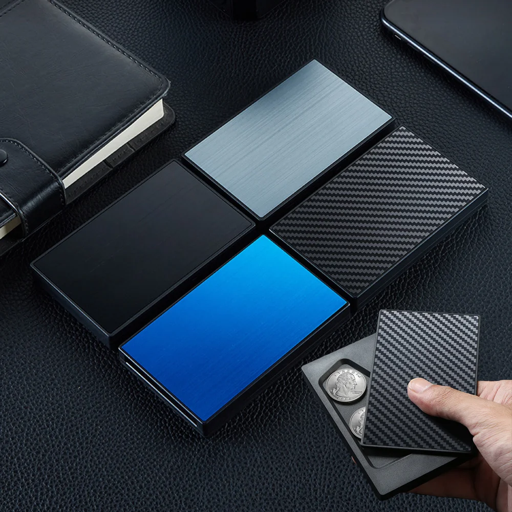 

ID Credit Card Holder Card Case Automatic Card Wallet Metal Aluminum Case Credit Card Box Thin Anti-theft Brush For Men Women