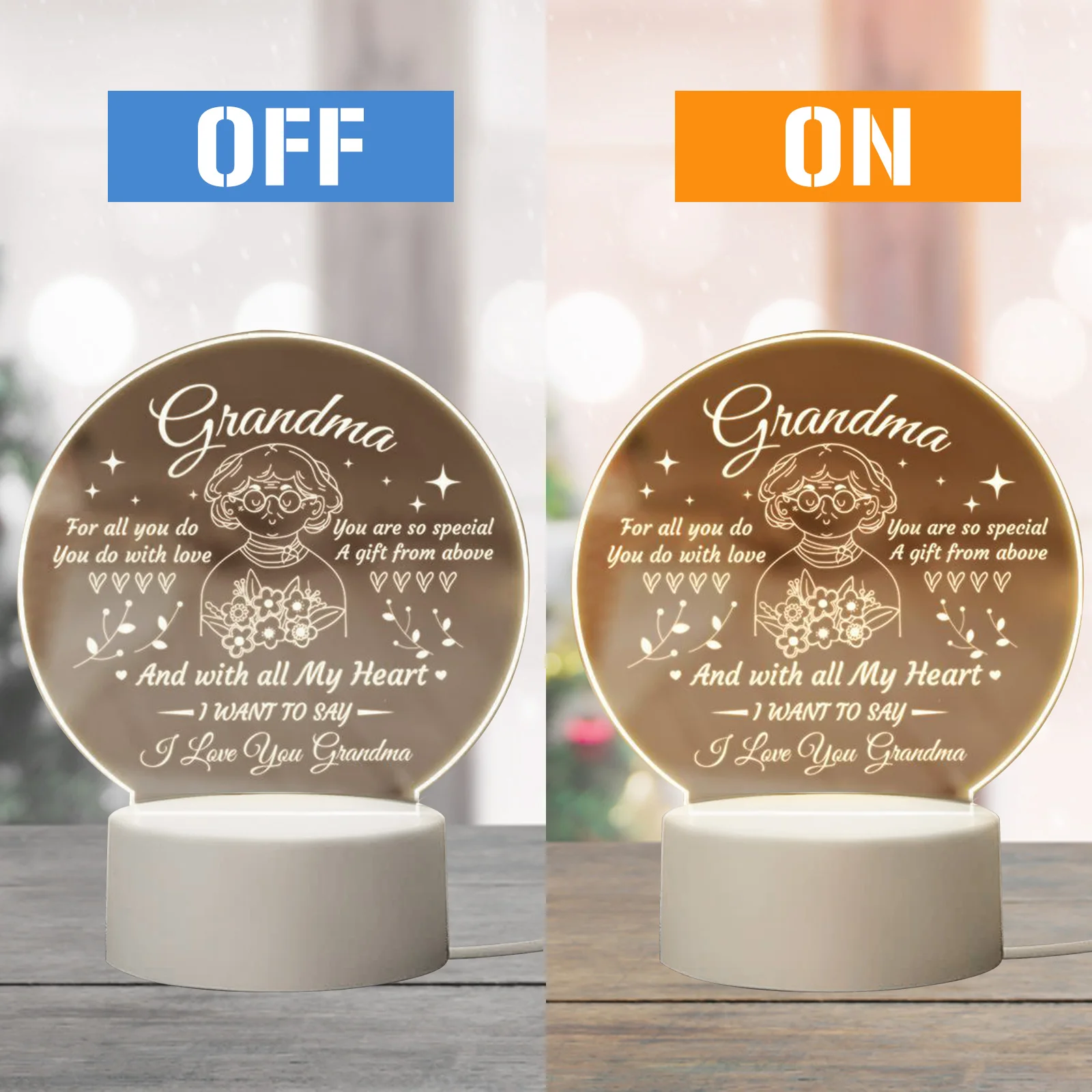 

Декоративные ночники без мерцания с USB-зарядкой, акриловая лампа для защиты глаз, художественные поделки, подарок на день рождения, настольн...