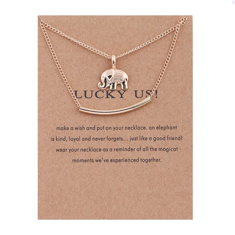 Корейская бижутерия Двухслойное ожерелье из сплава с кулоном в виде черепа совы