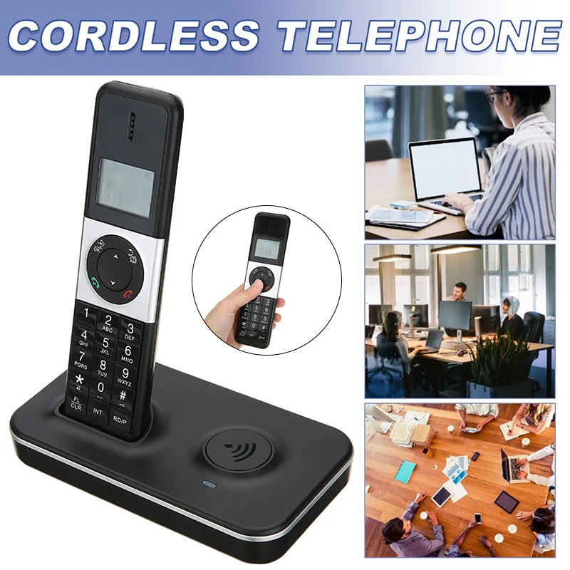

1 set Black Digital Cordless Telephone With LCD Display Handheld Phone Support 16 Languages 5 Handsets Connection