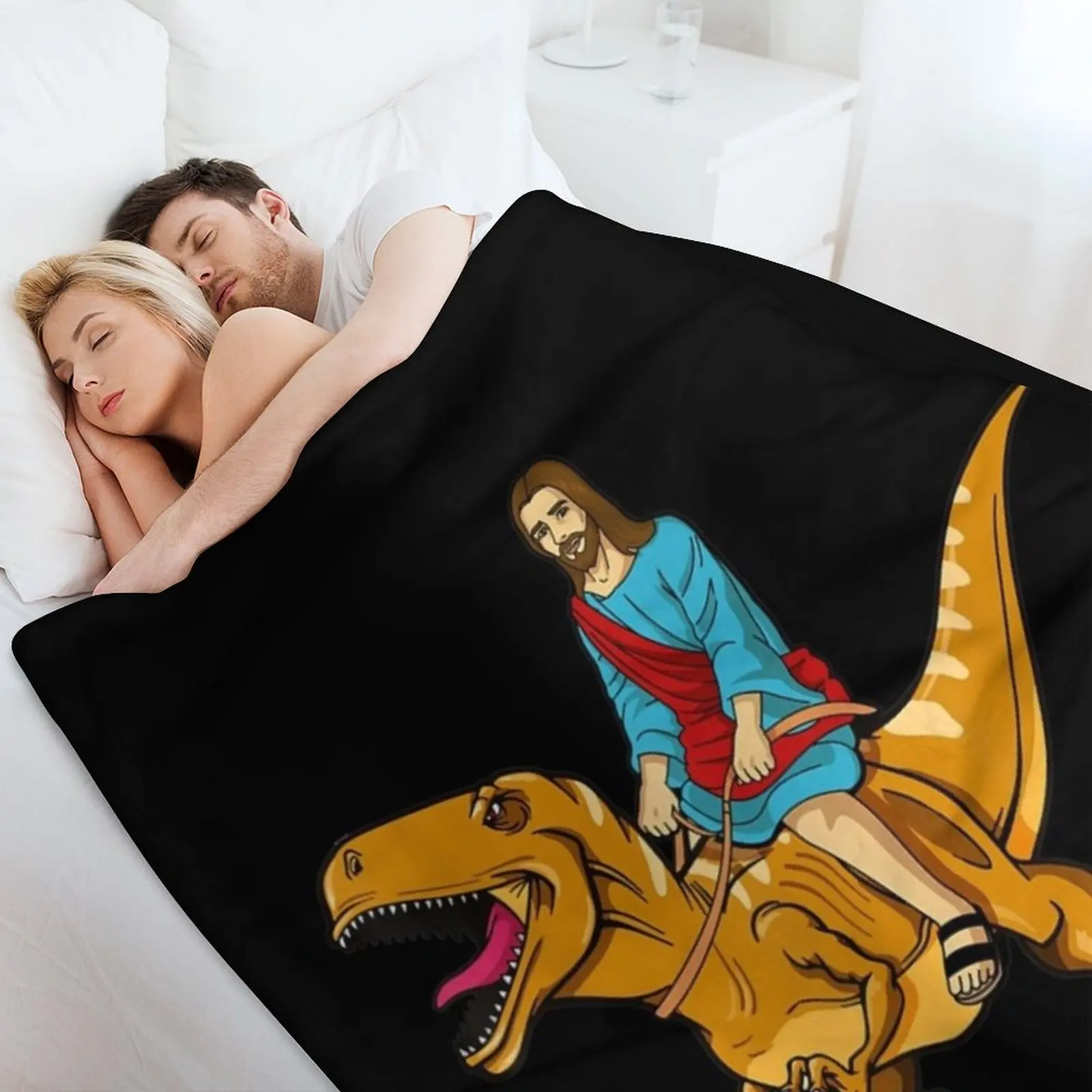 Забавная пародия Иисус езда на динозаврах милое одеяло с динозавром-мемом среда