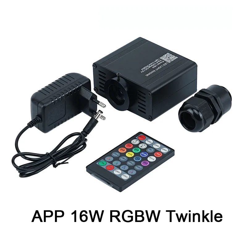

1X Высококачественный светодиодный оптоволоконный светильник APP Music Control 16W 32W RGBW Светодиодный светильник Двигатель 6W Meteor LED Волоконно-оптический двигатель 2 в 1