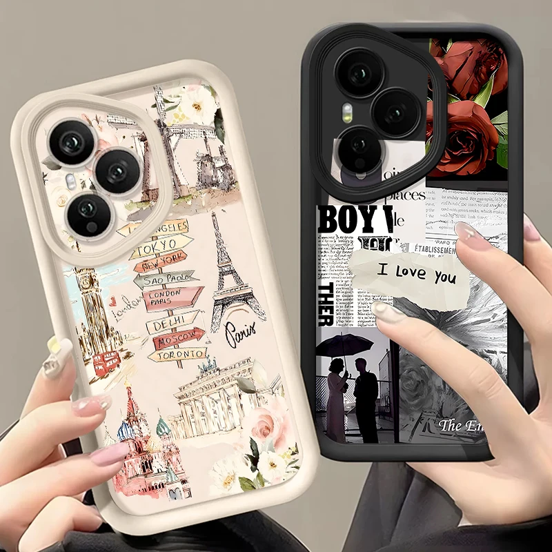 Фото Мягкий силиконовый чехол для Honor 400 200 Pro Magic7 Lite X8c X9c Smart X6a X6b X6c с узором «Коллаж» для повседневного использования, противоударный №3