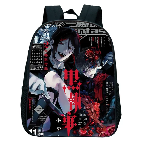 Новая школьная сумка черного дворецкого в стиле аниме для дошкольников, мальчиков и девочек, 12 дюймов, школьные ранцы для детского сада, детские ортопедические рюкзаки для детей 2-6 лет