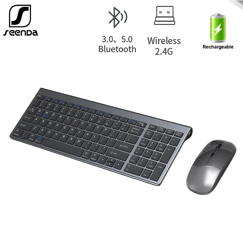 

SeenDa Bluetooth-совместимая клавиатура и мышь для Macbook планшета iPad ПК 2,4G Беспроводная игровая клавиатура для ПК компьютера