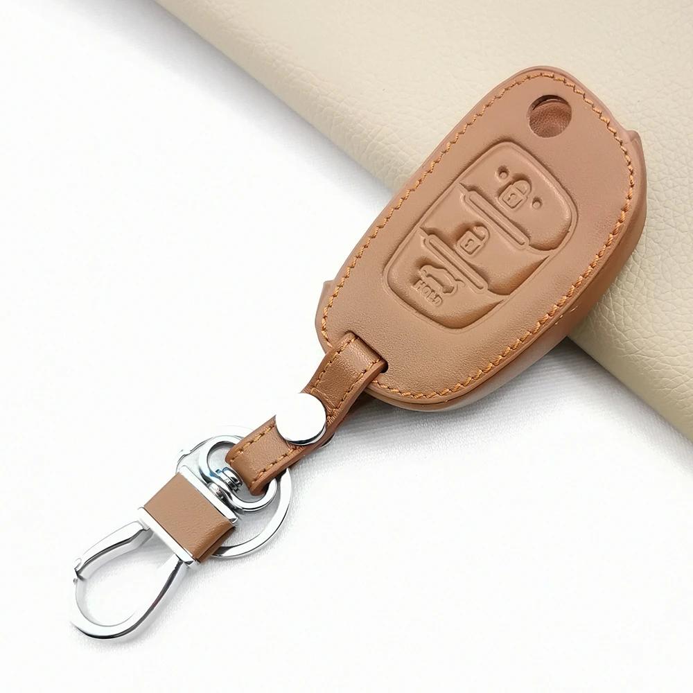 

2022 новый стиль кожаный чехол для ключа для Hyundai Creta I10 I20 Tucson Elantra Santa Fe 2016-2018 удаленный держатель 3 кнопки корпус