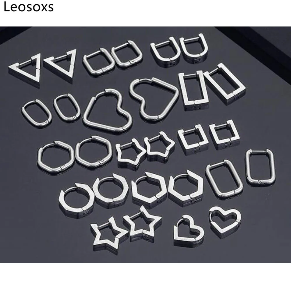 

Leosoxs 1 Pair Hexagon Square Ear Buckles Heterosexual Hip Hop Stud Earrings Trendy Earrings Jewelry