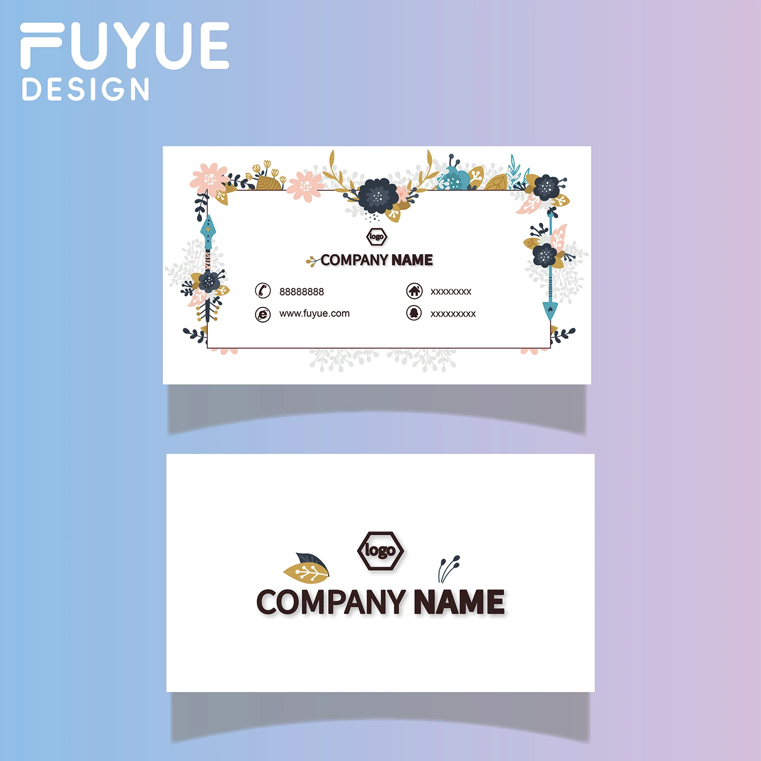 FUYUE Премиум-печать 100 шт./200 шт./500 шт./1000 шт./лот Бумажные визитные карточки 300 г/м2