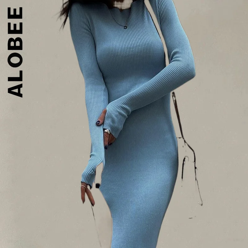 

Alobee Dress Women New Elegant Sexy Dress All-Match Popular Sweet Dress Holiday Robe Slim Simple Vestidos Female Dresses Woman