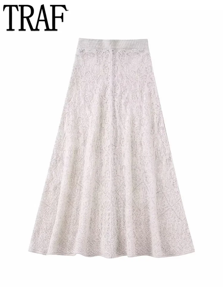 

Юбка-миди Женская трикотажная жаккардовая с завышенной талией, на осень