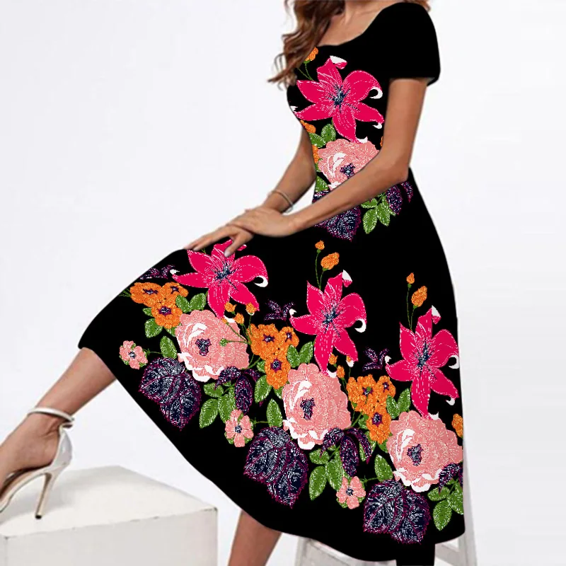 

Летнее платье, элегантные черные платья с квадратным вырезом, женский сарафан с коротким рукавом, женские модные платья для женщин 2022