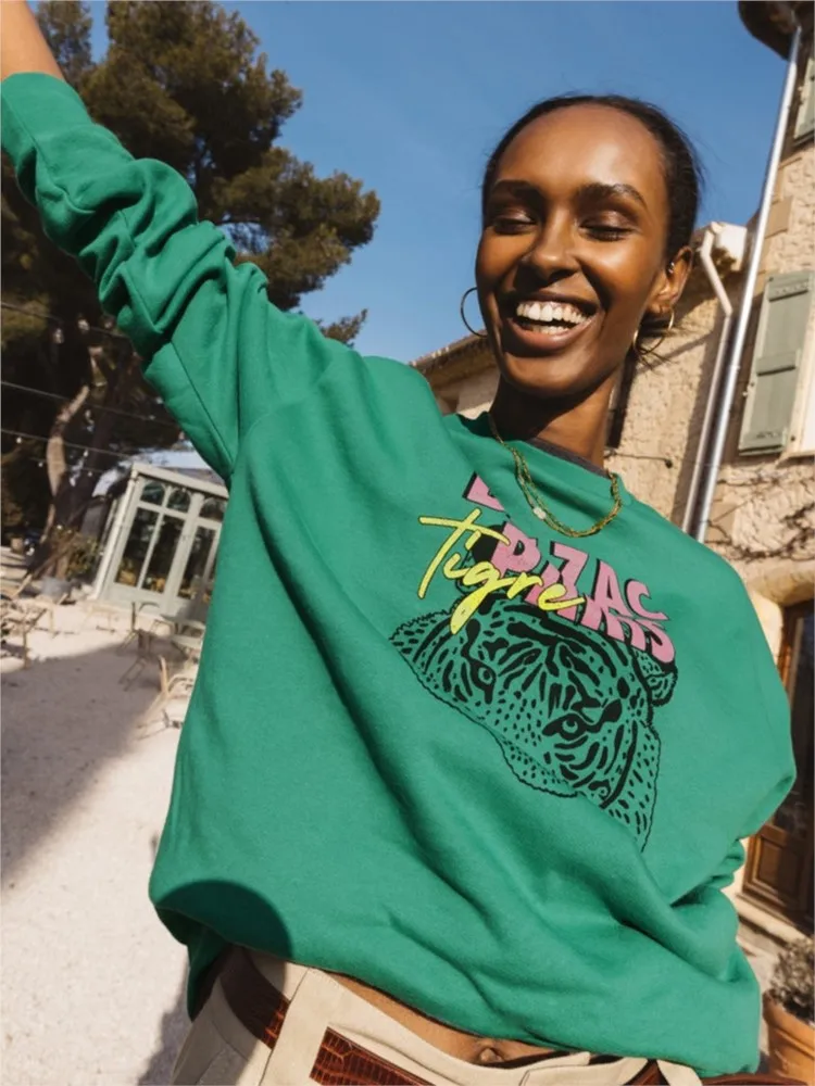 Свитшот женский весенне-осенний из органического хлопка с надписью