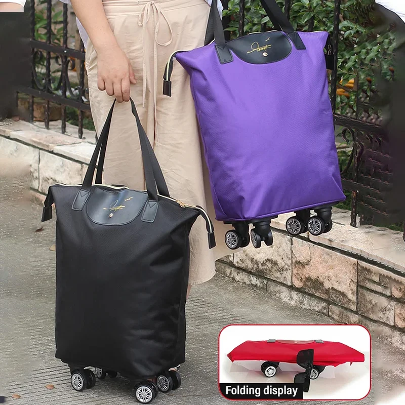 

universal wheel travel bag women's shopping bag large-capacity handbag light foldable luggage bag short-distance waterproof hot