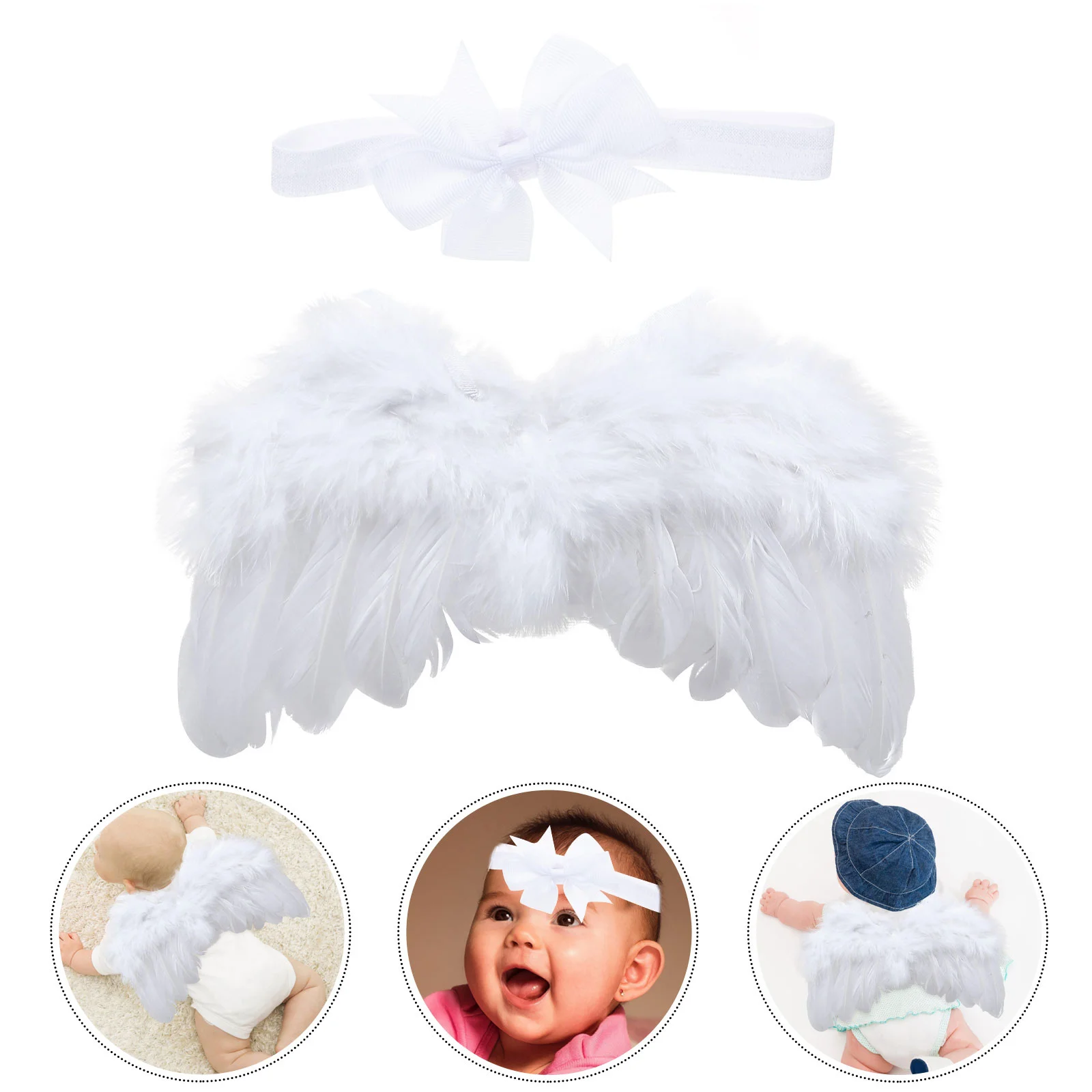 

1 Set Angel Wing Decors Kids Cosplay Bow Hairband Fairy Costume Wing Prop