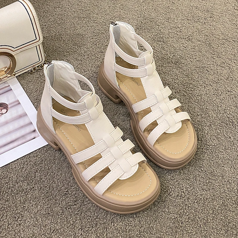 Gladiator Platform Women Sandals Summer Fashion Women's Sandals Soft Non-slip Female Leather Casual Shoes Zip Free Shipping 2023