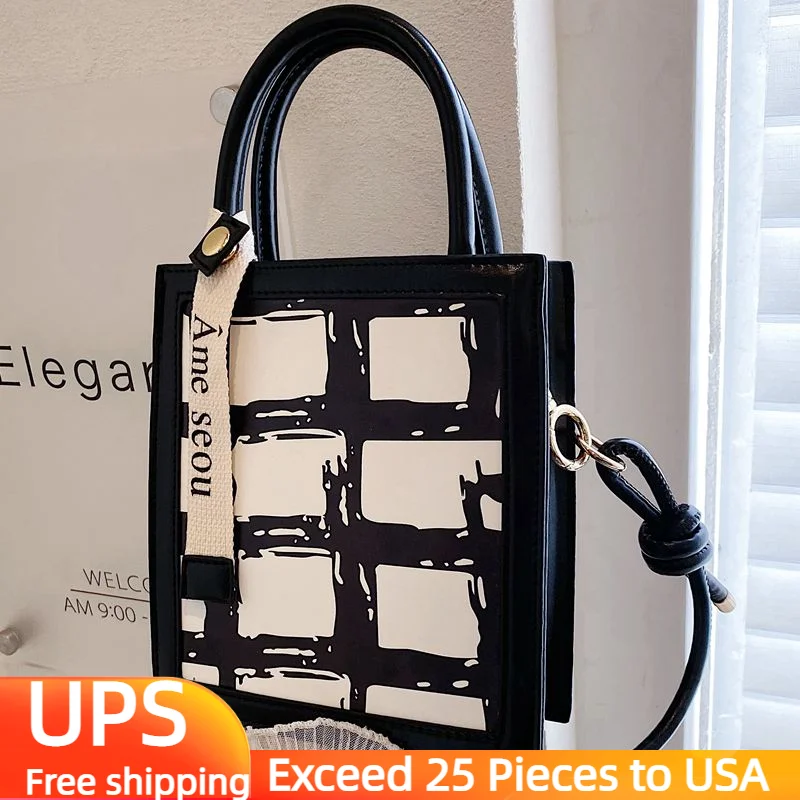 

PU Leather Handbags Purse Women 2022 Luxury Designer Fashion Small Shoulder Bag Cute Plaid Crossbody Bags Summer Beach