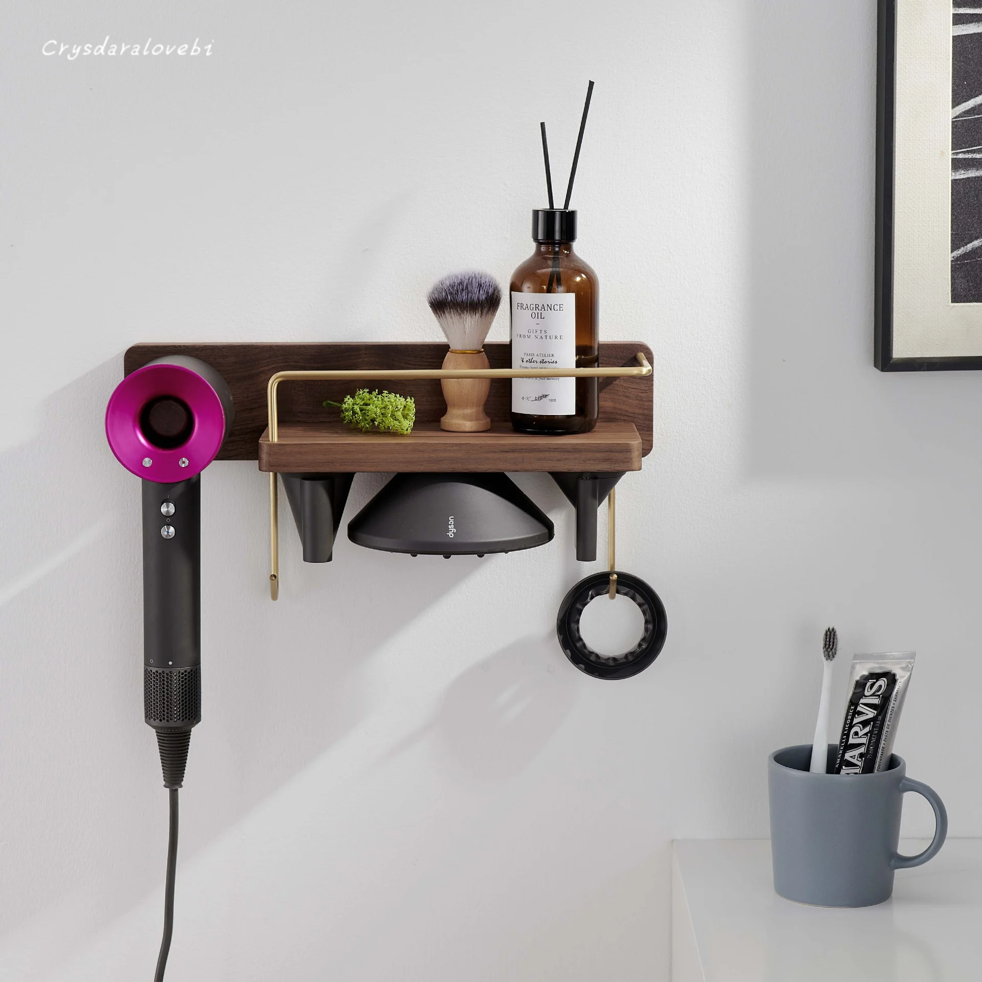 

Держатель для фена однотонный для Dyson, настенный органайзер из массива дерева для ванной комнаты