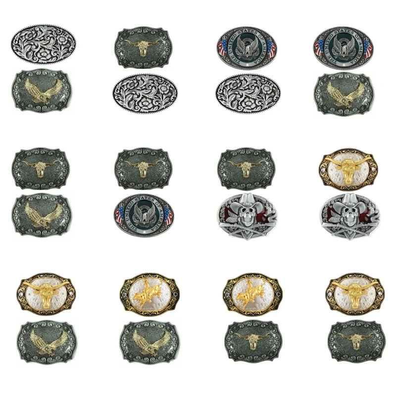 

2pcs Western-style Buckle Unisex Waist Belt Metal Buckle Household Supplies