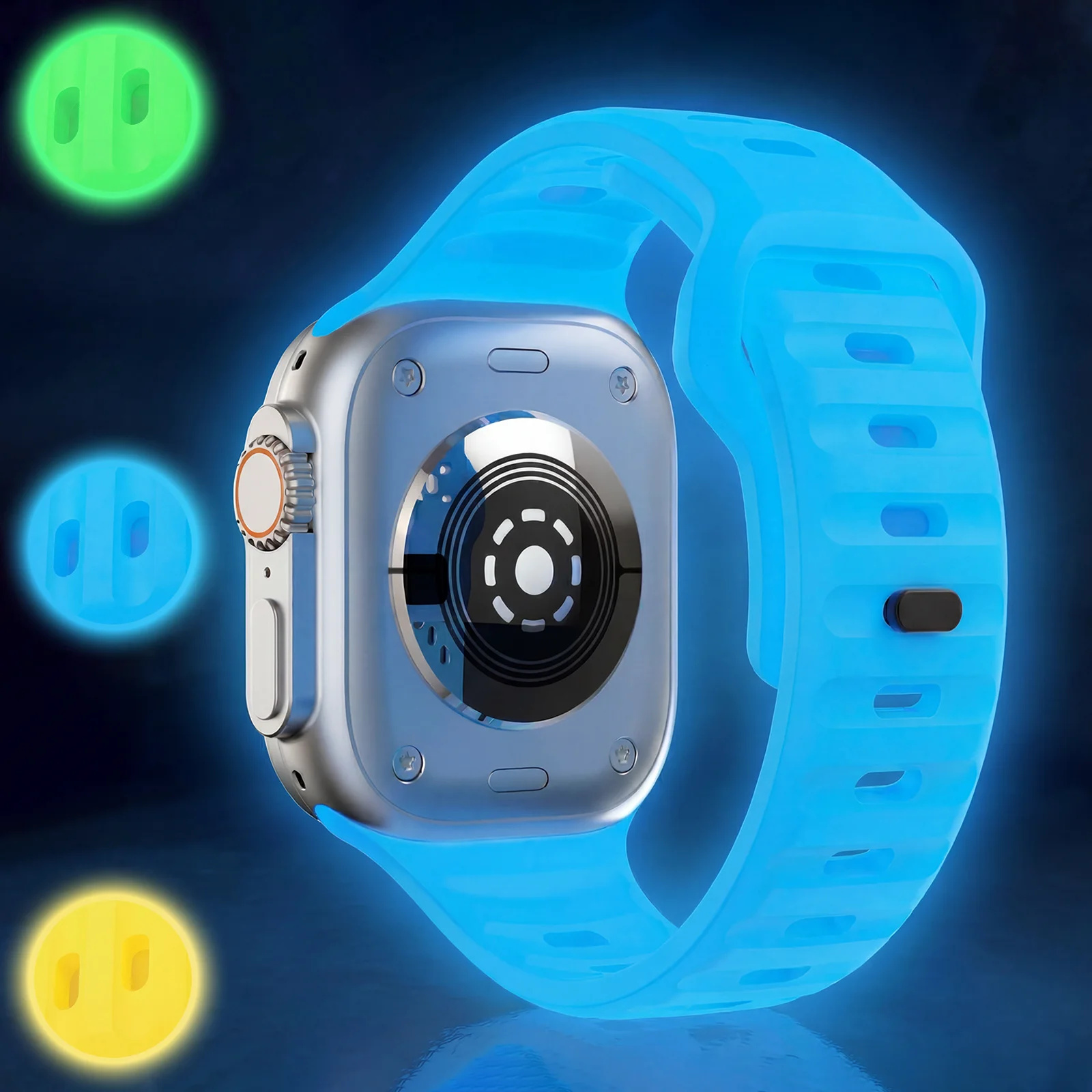 Фото Светящийся силиконовый ремешок для часов, подходит для Apple Watch Ultra/Series1-11/SE 38/40/41/42/S123 42MM/44/45/46/49MM №1