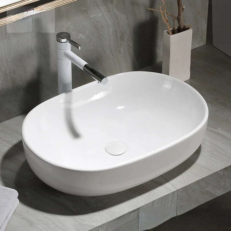 

Modern Ceramic Basin Oval Sinks Minimalist Washbasin Rectangular Washbasin Home Bathroom Fixture Furniture Convenient Supplies