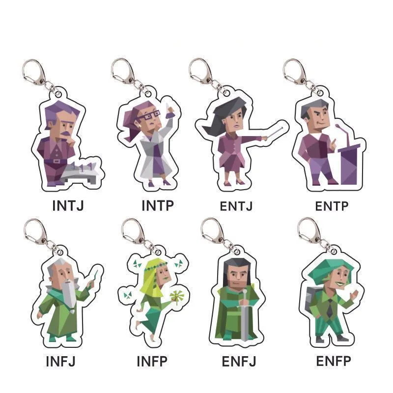 Фото Акриловый брелок с персонажем мультфильма MBTI, 16 видов подвески ESFP, украшения ESTP ENTJ, креативные аксессуары с героями мультфильмов, ISFP ISTP INTP №1