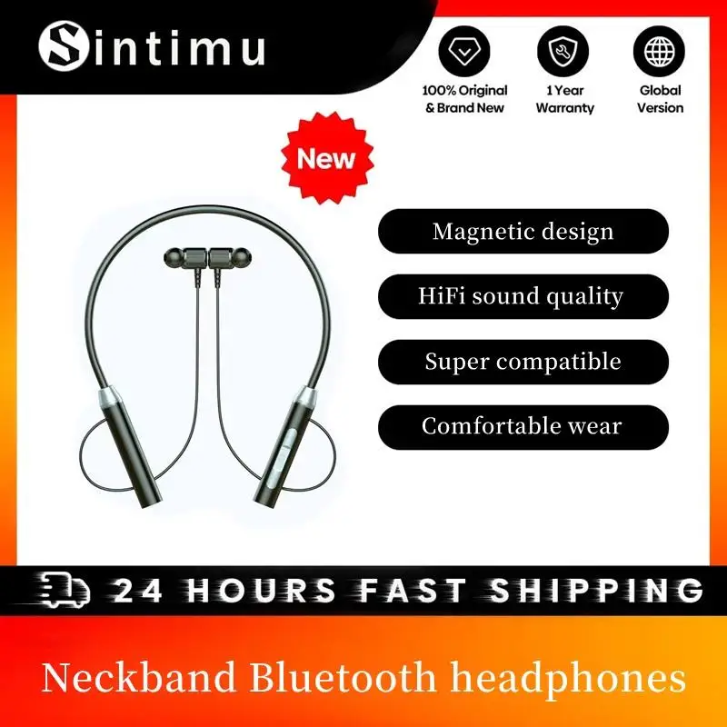 

Bluetooth Headphone Hifi Stereo Sound Quality Extra Long Standby Battery Life Multifunction Button Waterproof Neckband Headphone